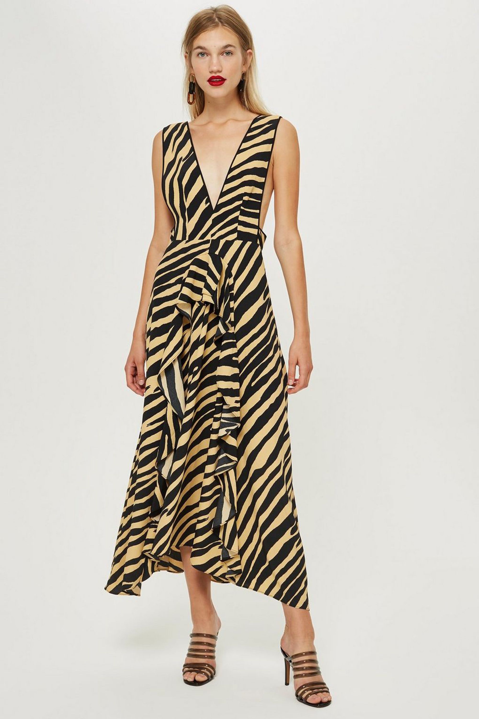 zebra print midi dress