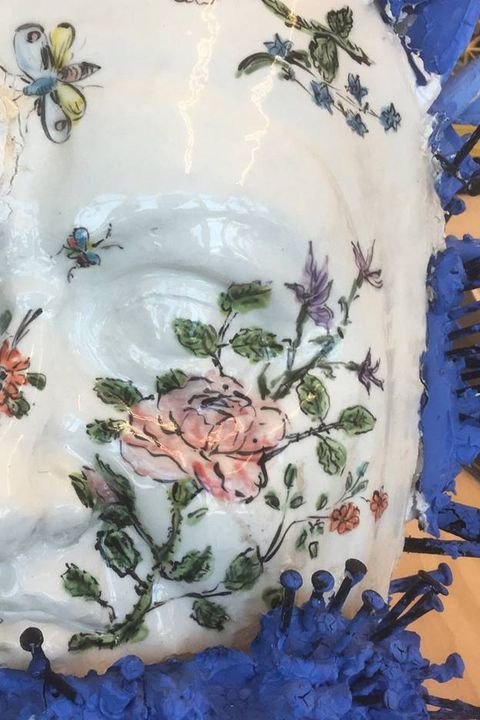 Porcelain, Blue, Cobalt blue, Dishware, Plate, Plant, Textile, Flower, Wildflower, Platter, 