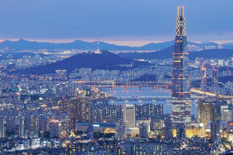 n tower and lotte world tower from nam han san seong, shot by sony a6000