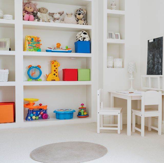kids room with toys organized and stored away neatly