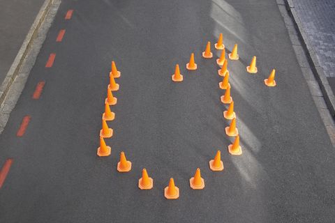 Traffic cones in u-turn formation