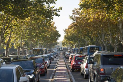 traffic jam in ciudad universitaria, madrid