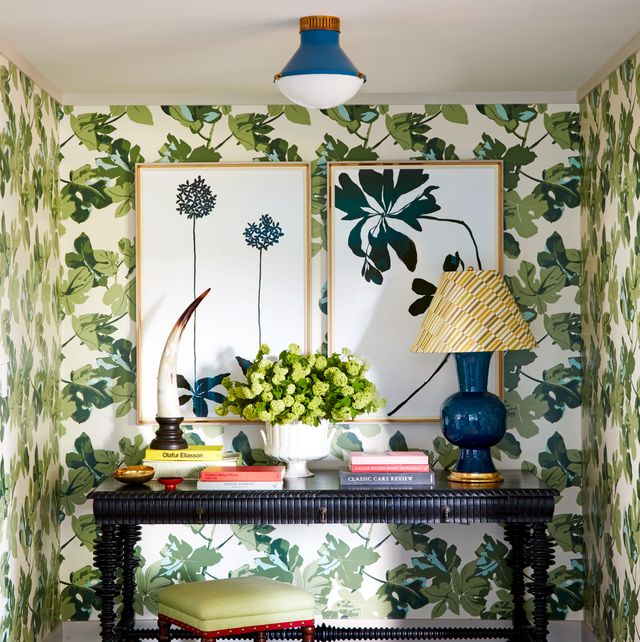 floral art green wallpaper