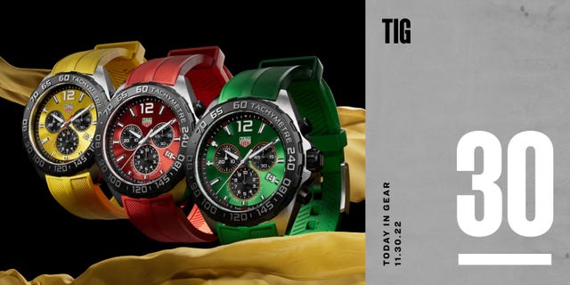 today in gear 30 november 2022 ben bridge tag heuer formula 1 watch steel case red dial, 43mm