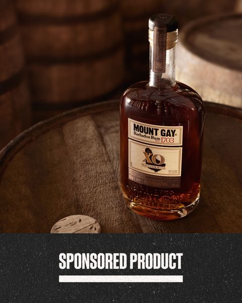 sponsored product a bottle of mount gay rum xo sitting on a barrel