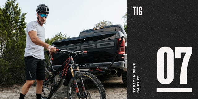 today in gear april 7 2023 jason holding his bike next to ford