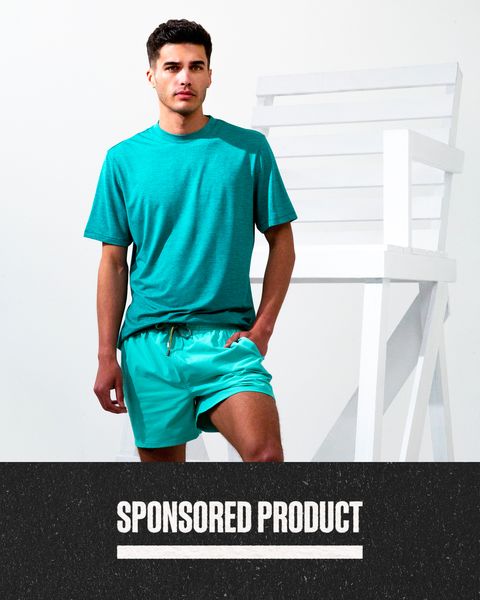 sponsored product man wearing bugatchi pool side clothing set in teal