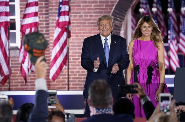 baltimore, maryland   august 26  president donald trump and first lady melania trump attend mike pence‚Äôs acceptance speech for the vice presidential nomination during the republican national convention at fort mchenry national monument on august 26, 2020 in baltimore, maryland the convention is being held virtually due to the coronavirus pandemic but includes speeches from various locations including charlotte, north carolina, washington, dc, and baltimore, maryland  photo by drew angerergetty images