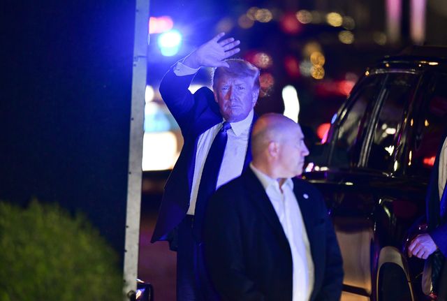 new york, new york   october 17  former us president donald trump arrives at trump tower in manhattan on october 17, 2021 in new york city photo by james devaneygc images