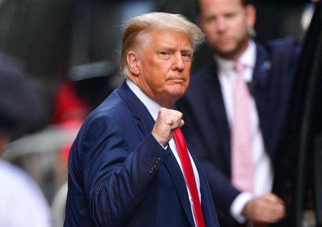 new york, new york   may 18  exclusive coverage former us president donald trump leaves trump tower in manhattan on may 18, 2021 in new york city photo by james devaneygc images