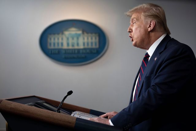 us president donald trump speaks during the press briefing at the white house in washington, dc, on july 30, 2020 photo by jim watson  afp photo by jim watsonafp via getty images