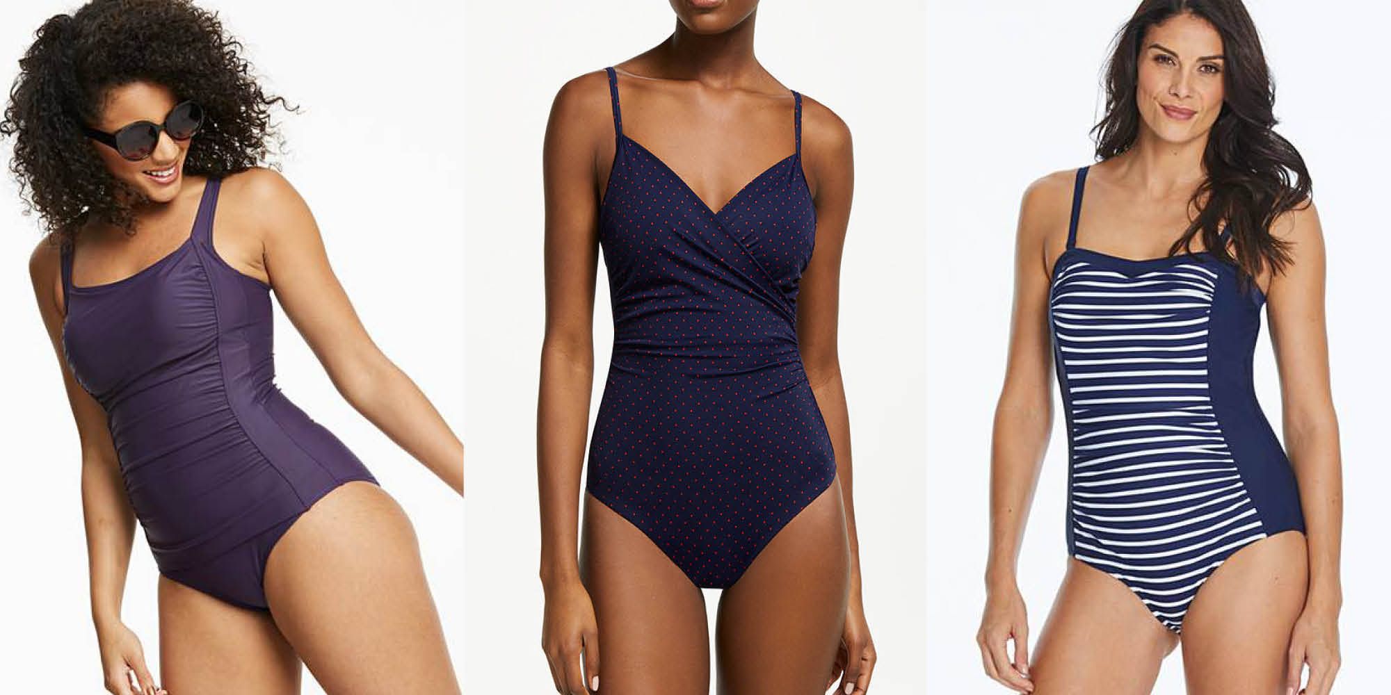 M /& S COLLECTION SECRET SLIMMING NAVY TWISTED  SWIMSUIT