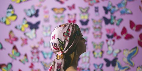 Pink, Joint, Textile, Room, Plant, Magenta, Headpiece, Flower, Hair accessory, 