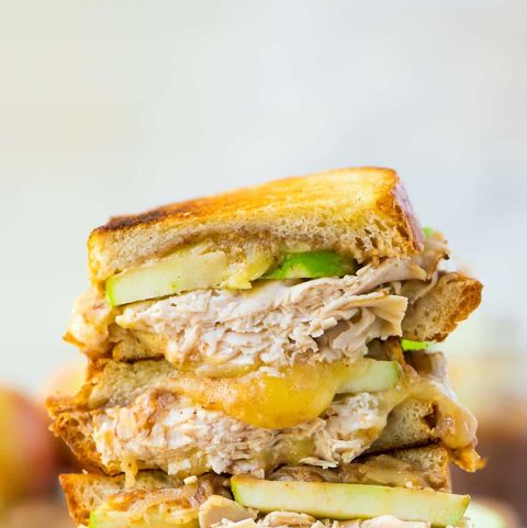 well plated apple grilled cheese with turkey