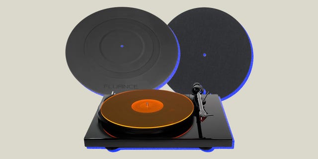 collag of 3 turntable platter mats