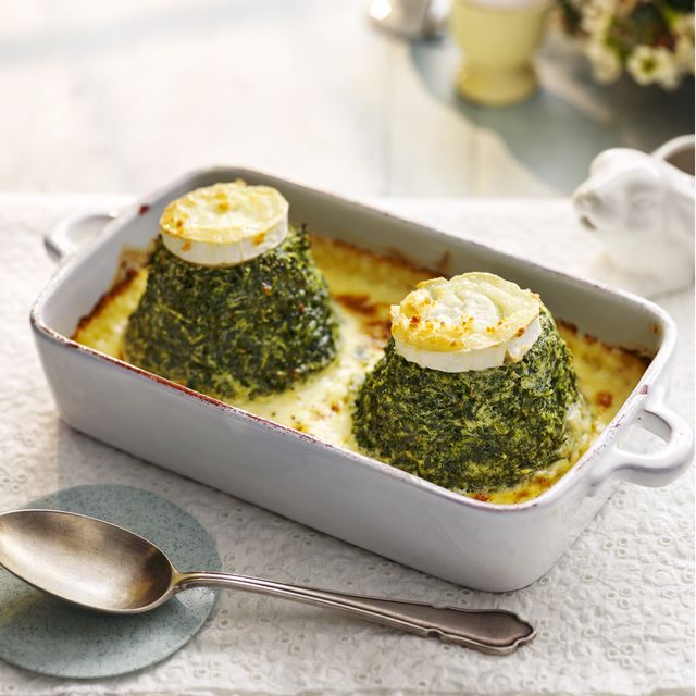 twice baked spinach and goat’s cheese soufflés