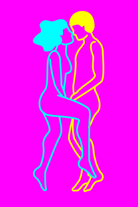 Pink, Line art, Magenta, Silhouette, Standing, Violet, Joint, Human, Line, Human body, 