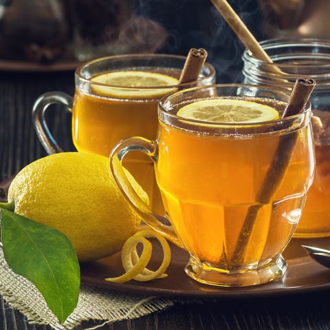 Two Mugs of Lemon Spice Herbal Tea or Hot Toddies