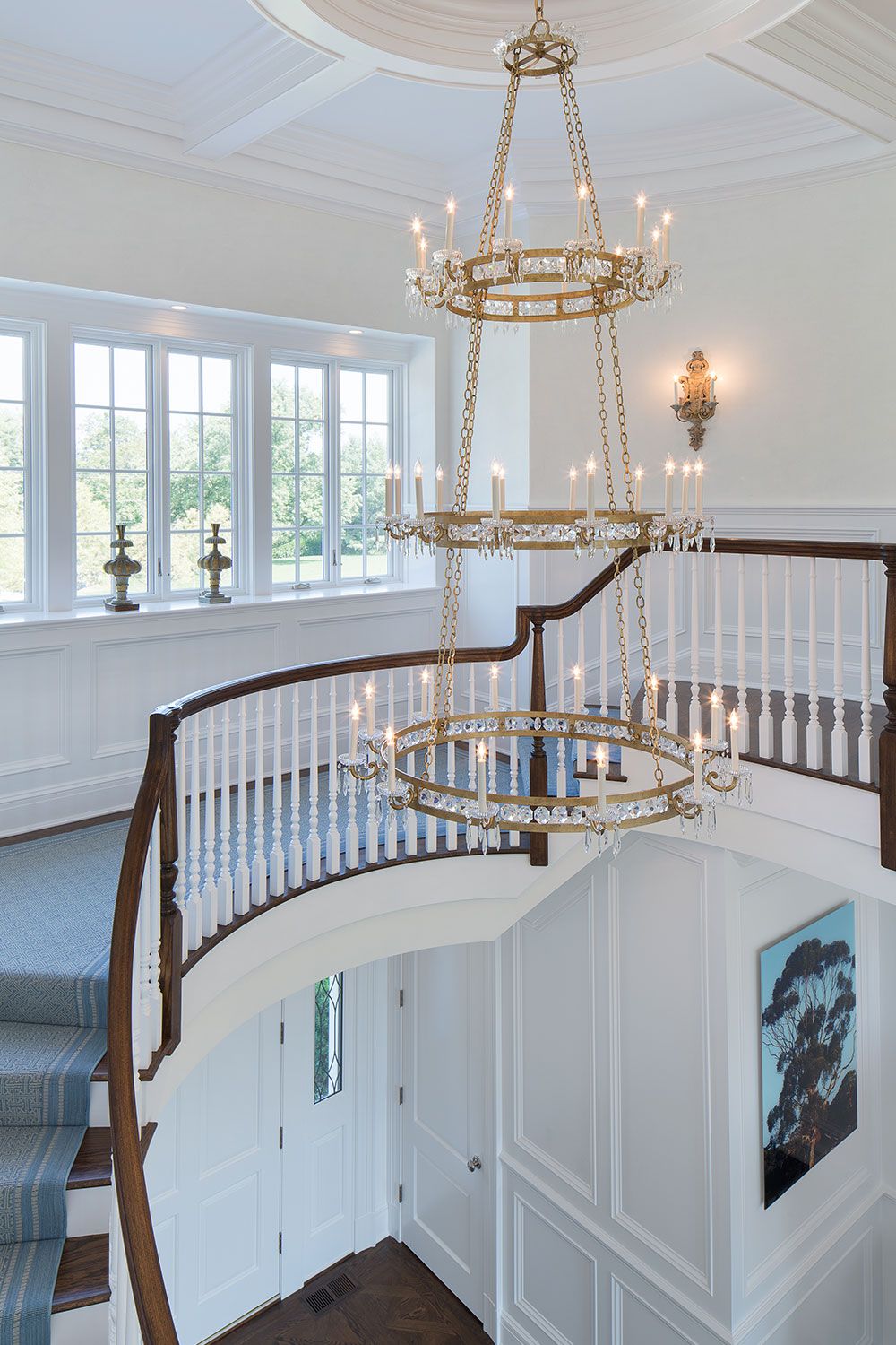 high ceiling entryway chandelier