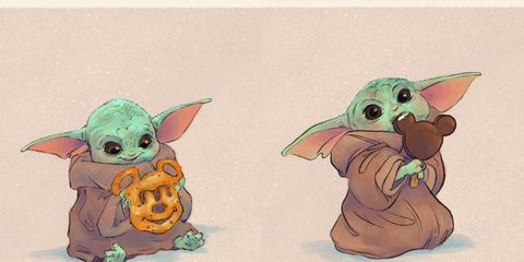 These Illustrations Of Baby Yoda Eating Disney Treats Are So Pure