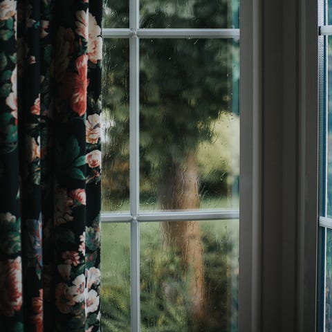 heavy rain on a window pane