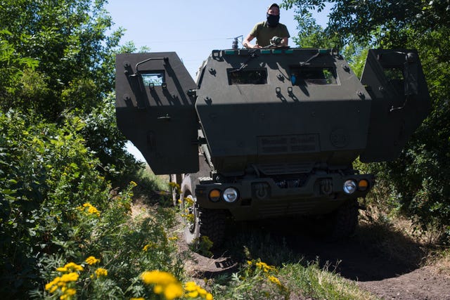 EASTERN UKRAINE , UKRAINE - JULY 1: A Ukrainian serviceman as s himars ukraine