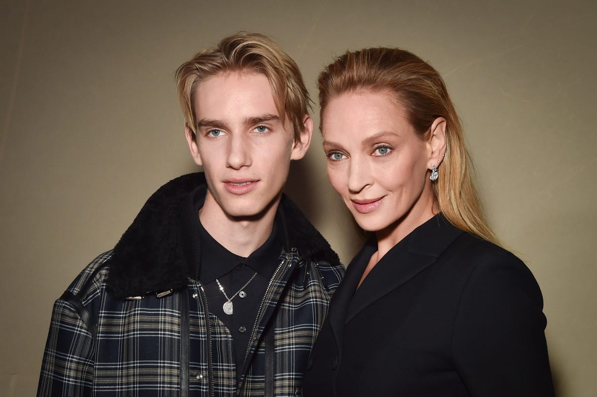 Uma Thurman Son Levon Thurman Hawke At Dior Couture Show