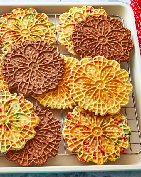pizzelle cookies on sheet pan