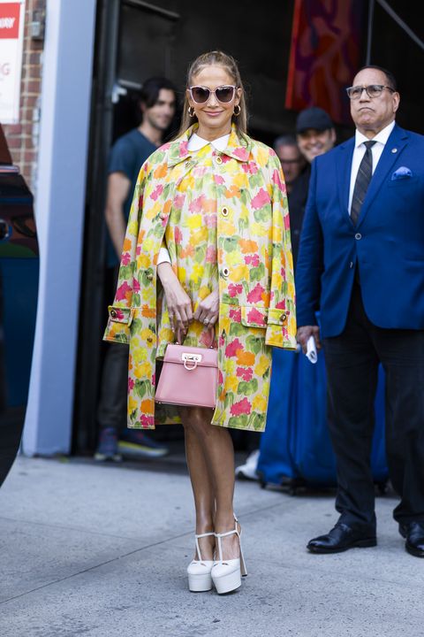 06082022 exclusive jennifer lopez is spotted stepping out in new york city the 52 year old actress and singer looked stylish wearing a tan overcoat, nude bodysuit, and matching heels lopez then changed into a floral mini dress with matching overcoat and white platform heels j lo visited a lower east side mural with her likeness on it, and then headed lunch at cipriani video availablesalestheimagedirectcom please bylinetheimagedirectcomexclusive please email salestheimagedirectcom for fees before use