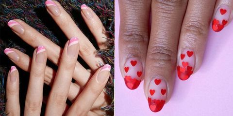 Nail, Nail polish, Manicure, Finger, Nail care, Red, Cosmetics, Pink, Hand, Service, 
