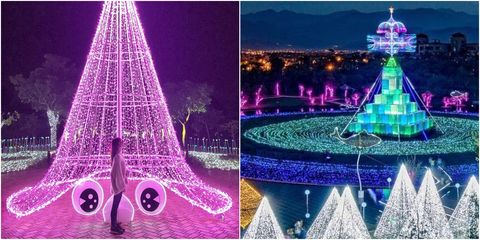 Christmas decoration, Landmark, Purple, Christmas lights, Tree, Architecture, Interior design, Christmas, Christmas eve, 