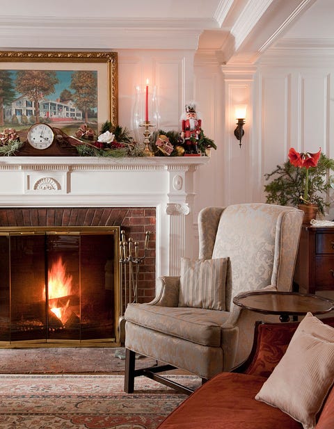 Christmas Interior with Fire