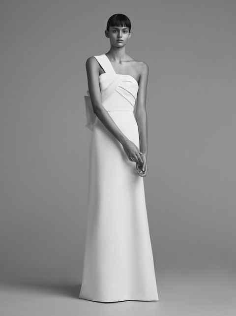 Fashion model, Gown, Dress, Clothing, White, Shoulder, Photograph, Bridal party dress, Standing, Wedding dress, 