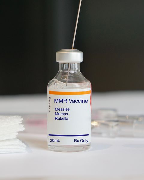 MMR Vaccine in a glass vial for measles, mumps, and rubella