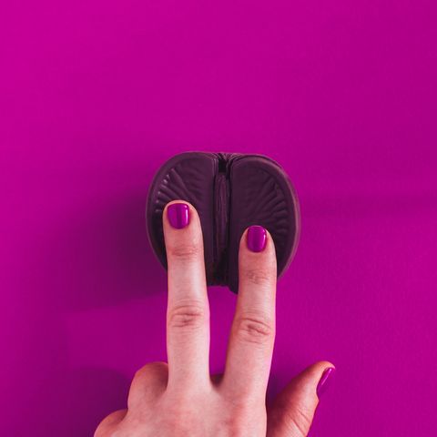 Vagina concept on purple background