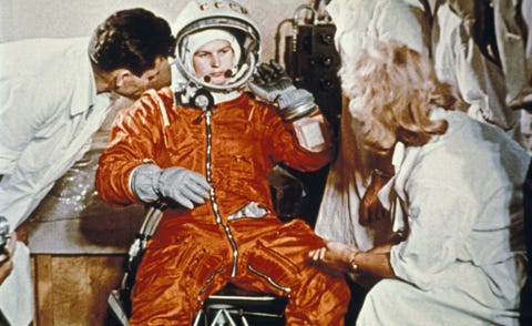 valentina tereshkova, the first woman in space, during preparations for her flight, 1963