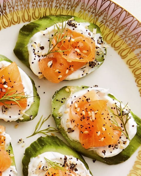 everything smoked salmon cucumber bites
