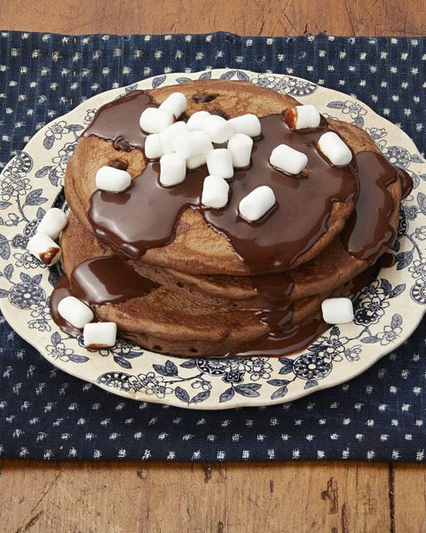 hot cocoa pancakes with marshmallows