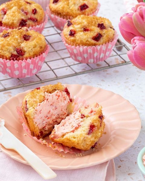 strawberry muffins with strawberry butter