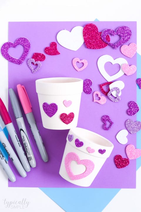 valentine's day crafts for kids flower pots