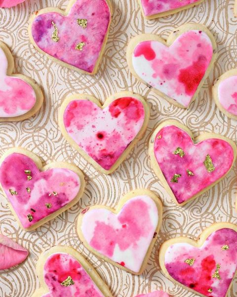 valentines day watercolor rose sugar cookies