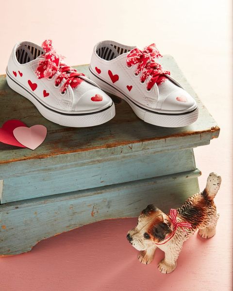 shoes decorated with hearts