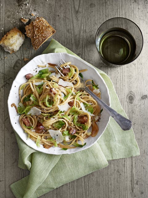 pancettaandbrussels sprouts linguini