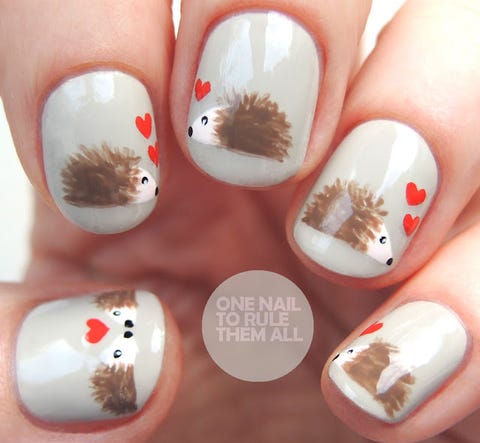 valentines day nail designs hedgehogs