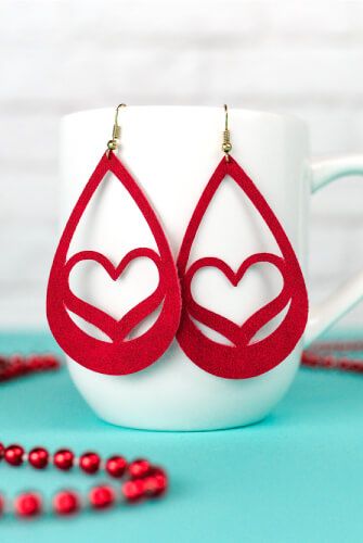 valentine's day suede earrings