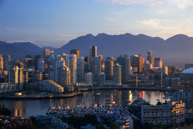 vancouver skyline and harbor in morning light