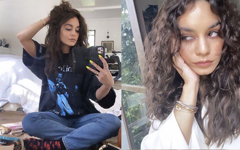 Vanessa Hudgens shared natural curls on Instagram during lockdown