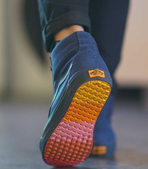 Footwear, Blue, Orange, Shoe, Yellow, Electric blue, Ankle, Leg, Sneakers, Jeans, 