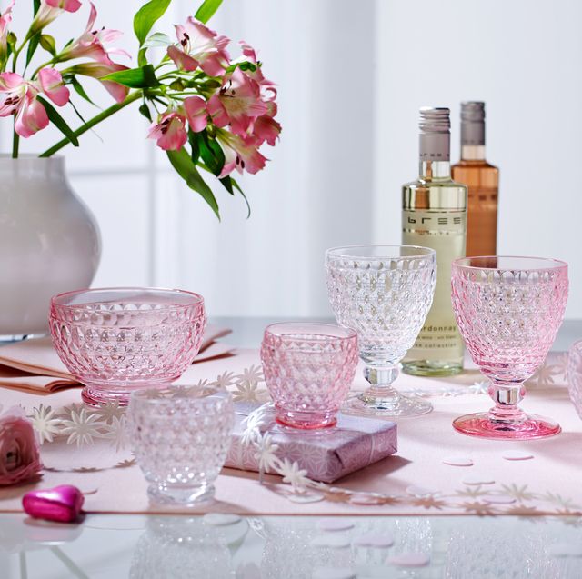 Vaso de cristal rosa de estilo vintage en Amazon