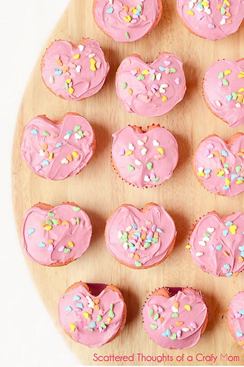 Heart-shaped cupcakes